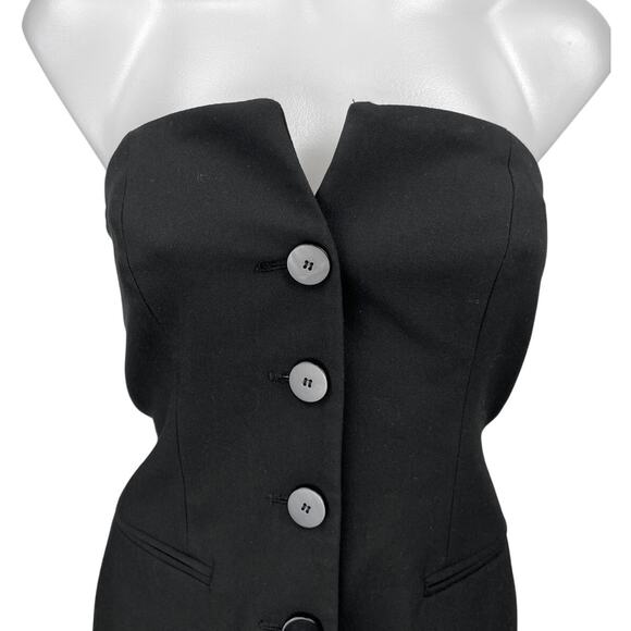 Zara Black Strapless Sleeveless Button Bustier Corset Bandeau Tube Tank Top XS - Picture 3 of 5